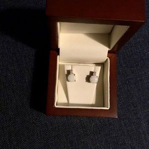 14kt gold, opal and diamond earrings.